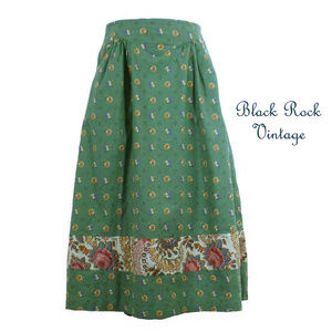 Vintage Midi Skirt,  Sage Floral, Joseph Magnin